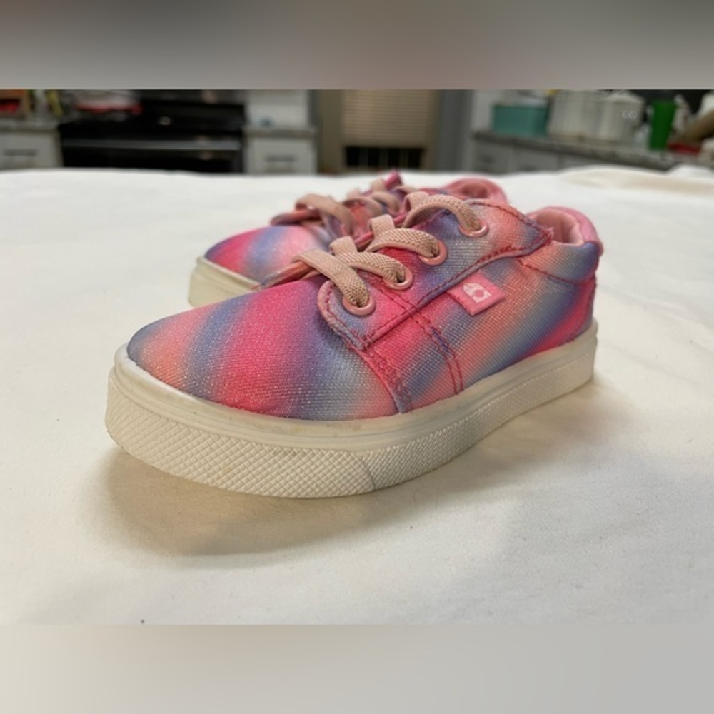 Toddler Girls’ Oomphies Slip-on Sneakers Pink & Purple Sparkle‎ Size 8C